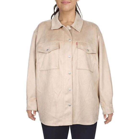 Levi’s LW2WS235 Women’s Plus Sz 3X Sand/Beige Faux Suede Collared Shacket - Picture 14 of 15